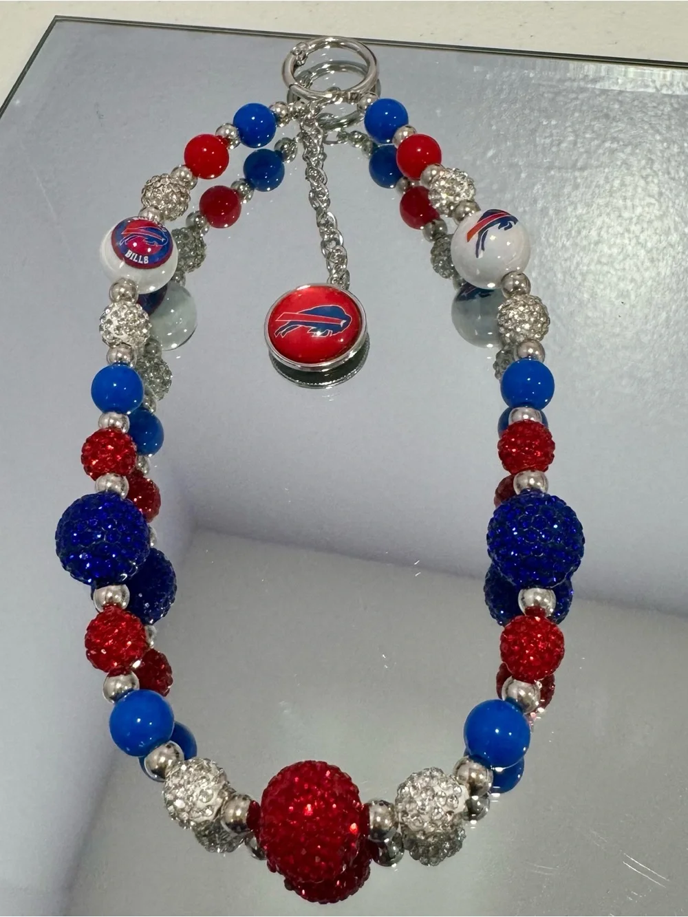 New Red & Royal Blue Beaded Phone Chain